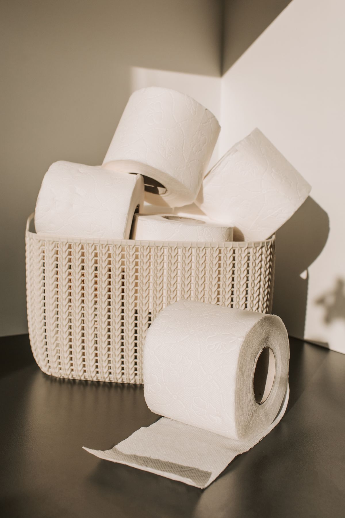 Rolls of household paper products