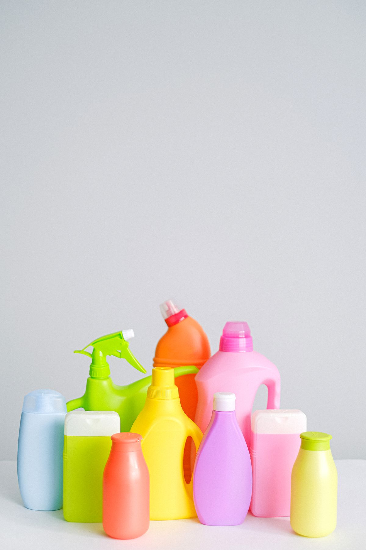 Assorted cleaning product bottles